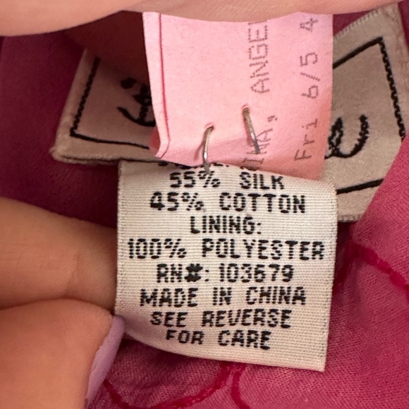 Bob Mackie Studio Silk Cotton Cap Sleeve Keyhole Swing Dress Floral Pink Size 10 - Picture 7 of 9